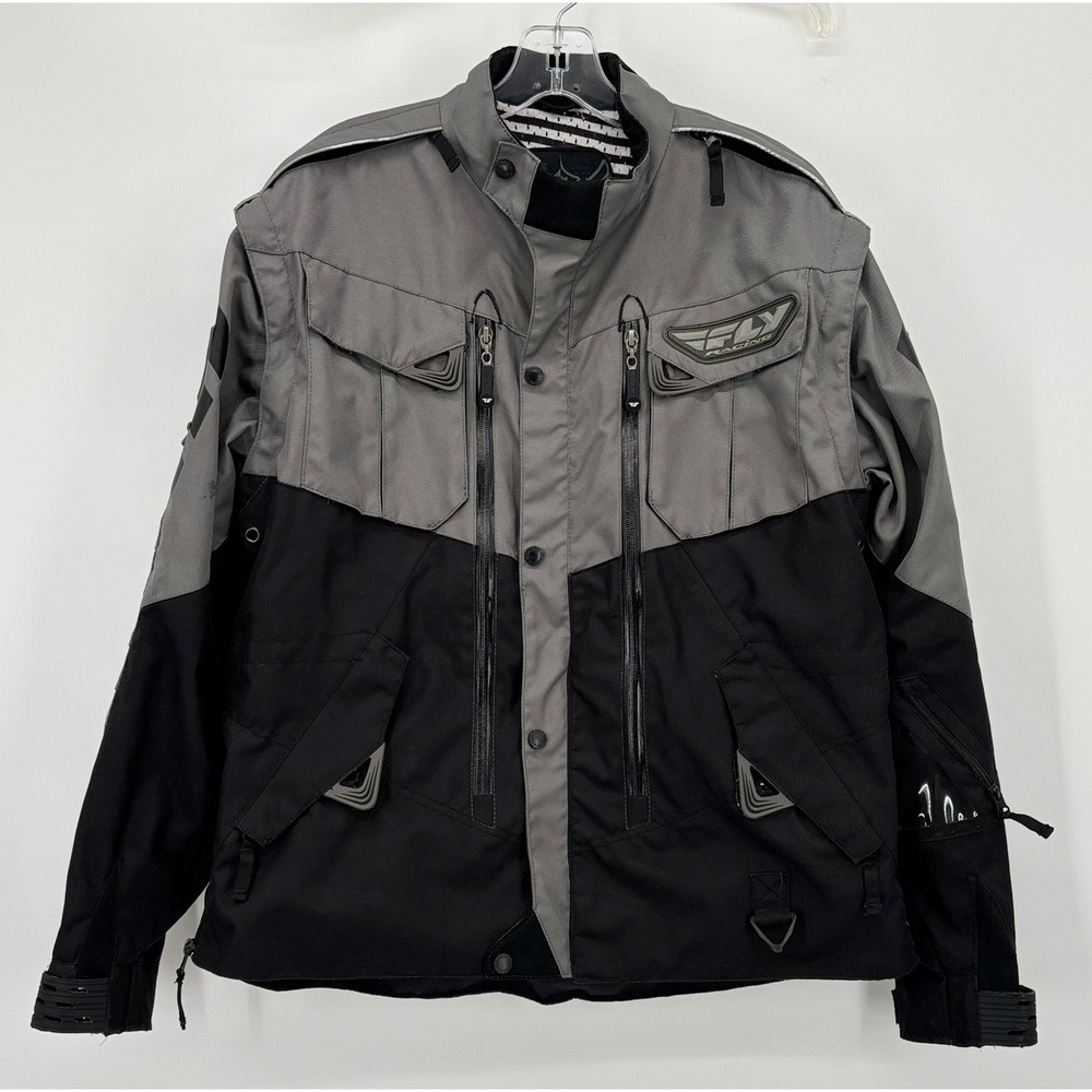 Fly Racing Patrol‎ Jacket Size Medium Gray Black Vented Pockets Snow Moto Shell